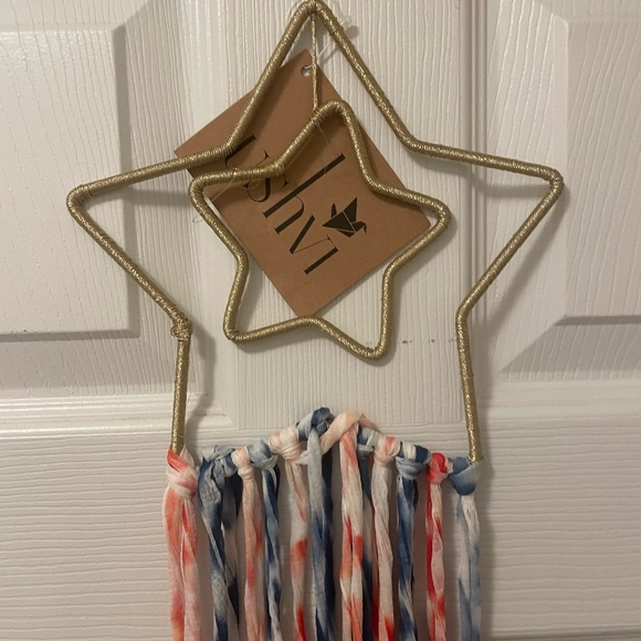 Ushvi Metallic Gold 8” Double Star Handwoven Fringed Americana Wall Decor NWT - Picture 9 of 12